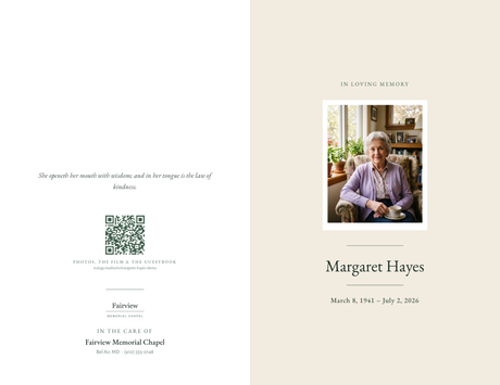 First page of the sample memorial program PDF